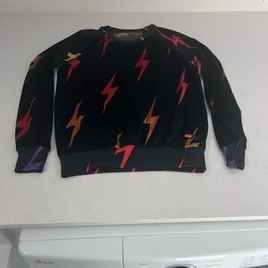 Aviator Nation Black Sweatshirt with Lightning Bolt Pattern